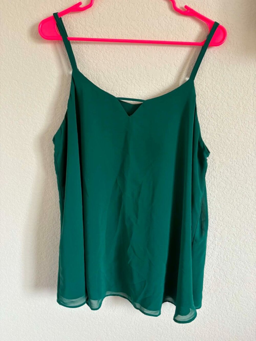 Torrid Emerald Green Chiffon Strappy V-Neck Cami Tank Top Size 1 Plus Size